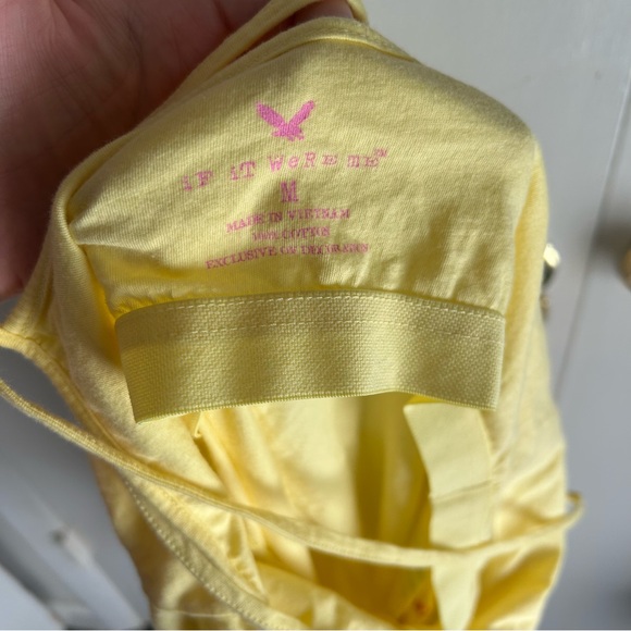If It Were Me Y2K Style Yellow Cross Back California Cami Dress Cotton Medium - Picture 4 of 7